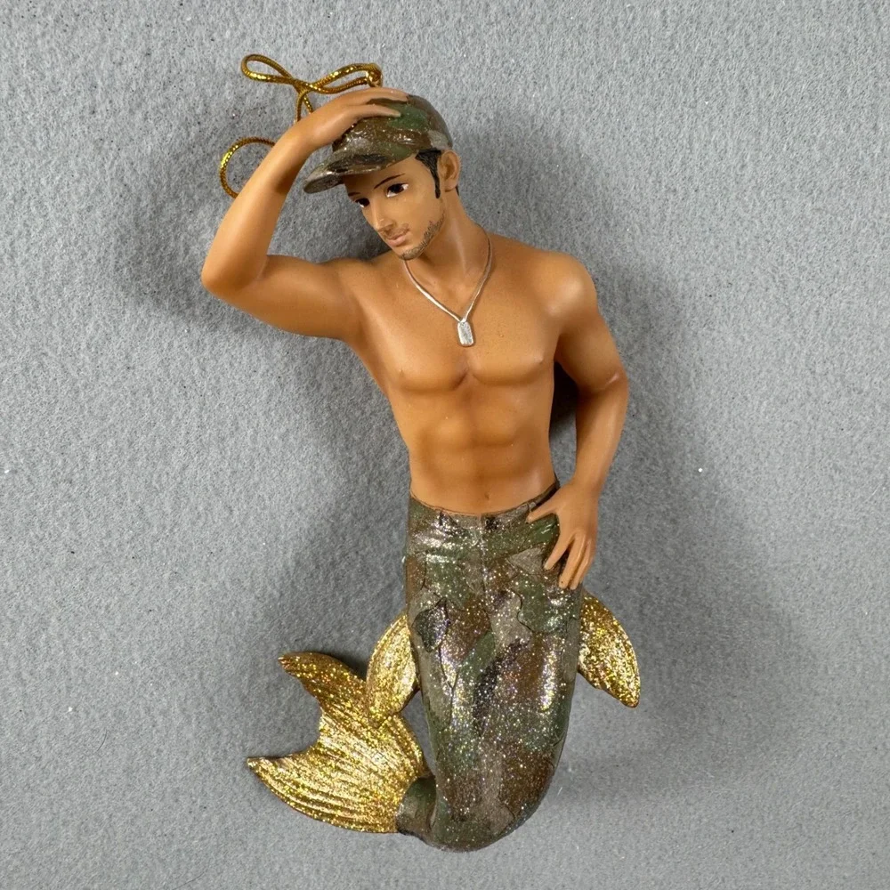 December Diamonds 2012 Camo Merman Ornament Retired 55-90777 Glitter Military